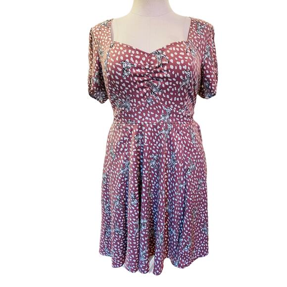 New Torrid Disney Bambi Stretch Challis Shirred Bodice Skater Dress w/Pockets 2X - Picture 2 of 4